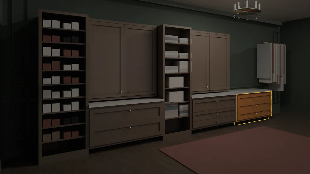 CL-DB3-48 shown in a finished walk-in closet