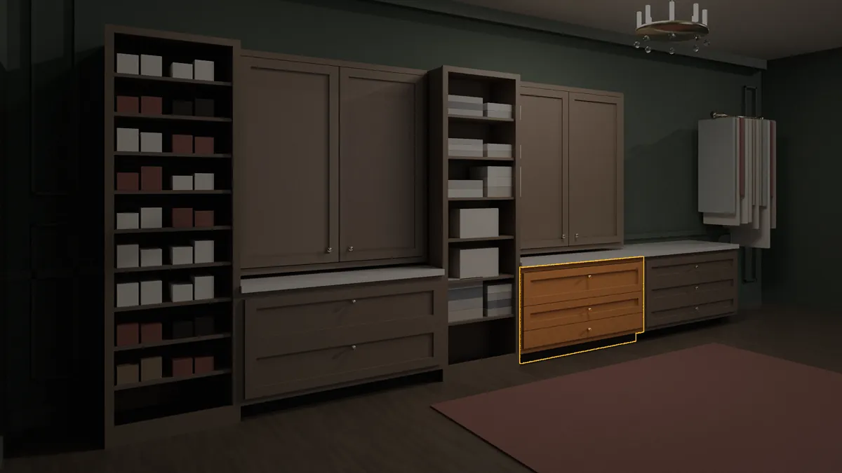 CL-DBG-48 shown in a finished walk-in closet