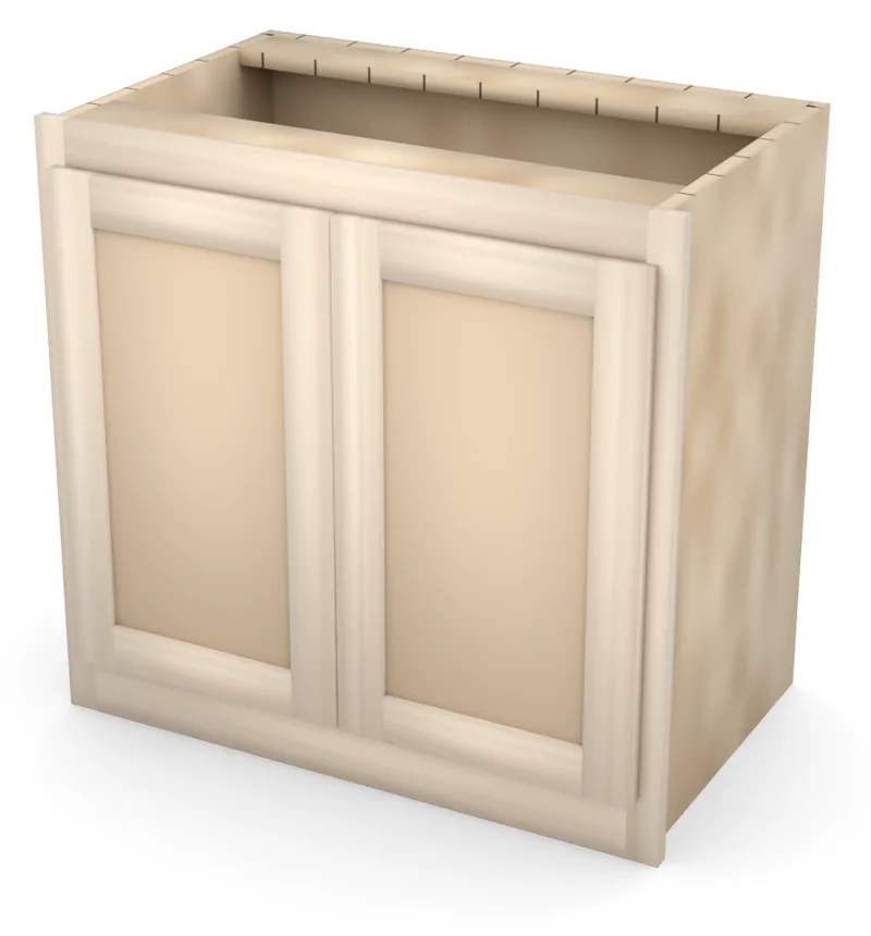 30" Entertainment Center Base, 3/4 view, unfinished