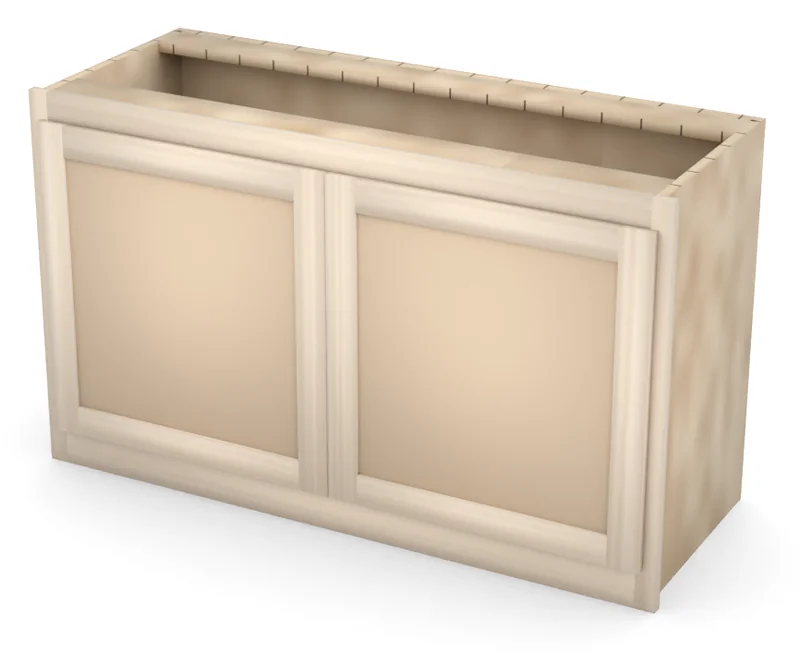 48" Entertainment Center Base, 3/4 view, unfinished