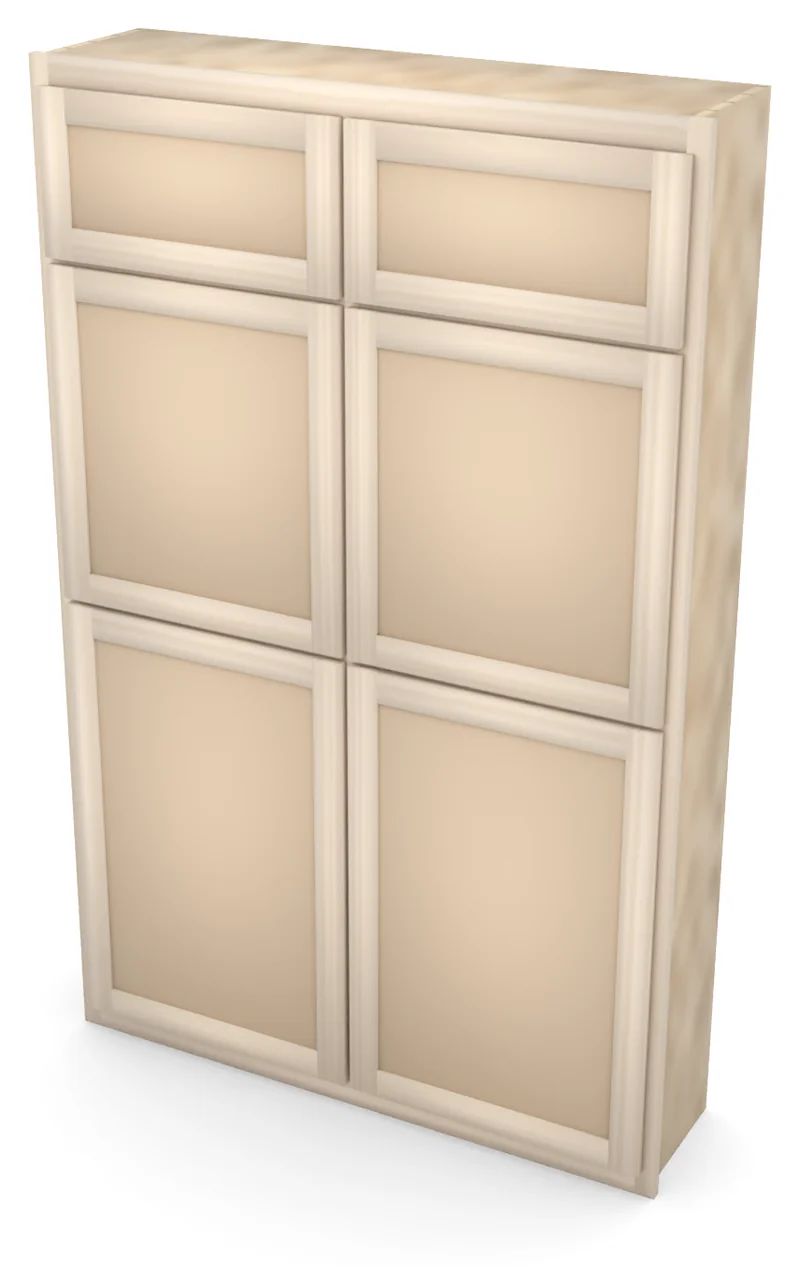 48" x 75" Entertainment Center Upper with Doors, 3/4 view, unfinished