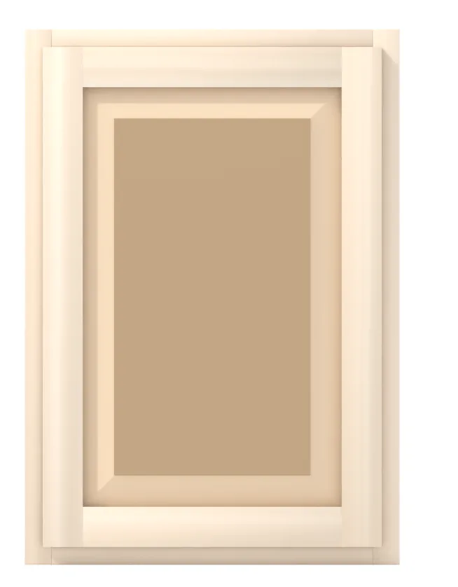 21" wide x 30" tall wall cabinet, one door, raised panel doors, front view, unfinished