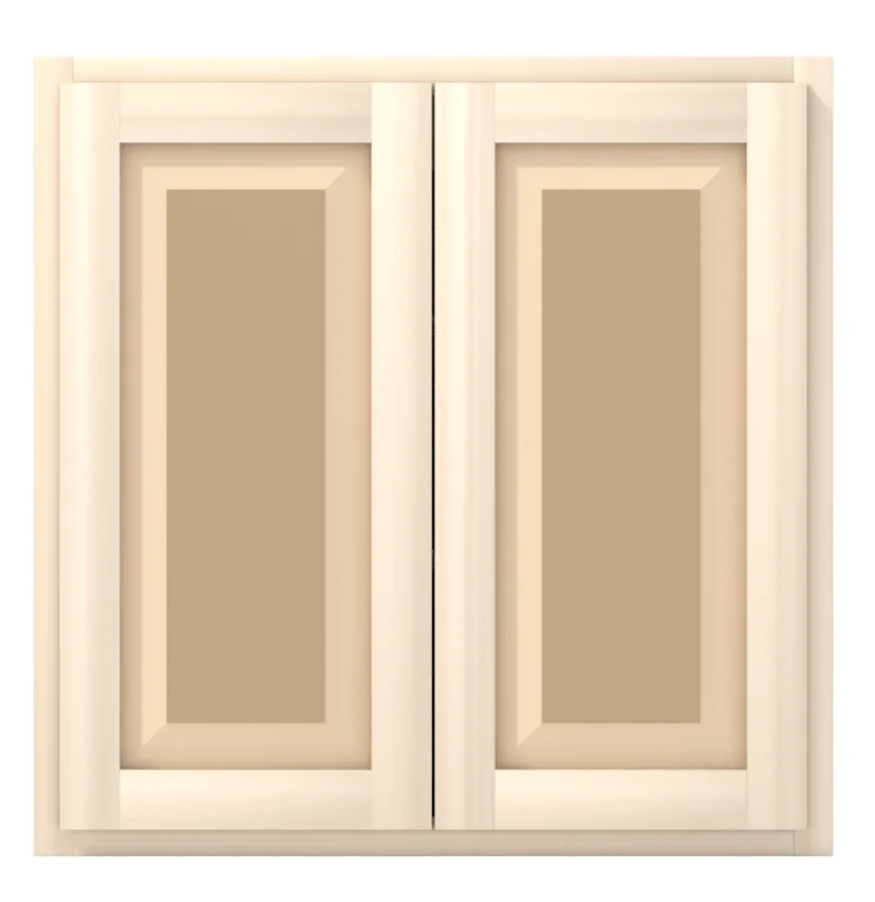 30" wide x 30" tall wall cabinet, two doors, raised panel doors, front view, unfinished