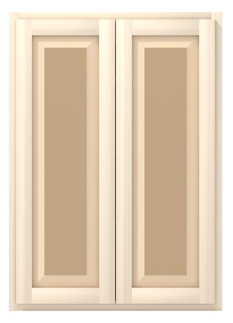 30" wide x 42" tall wall cabinet, two doors, raised panel doors, front view, unfinished