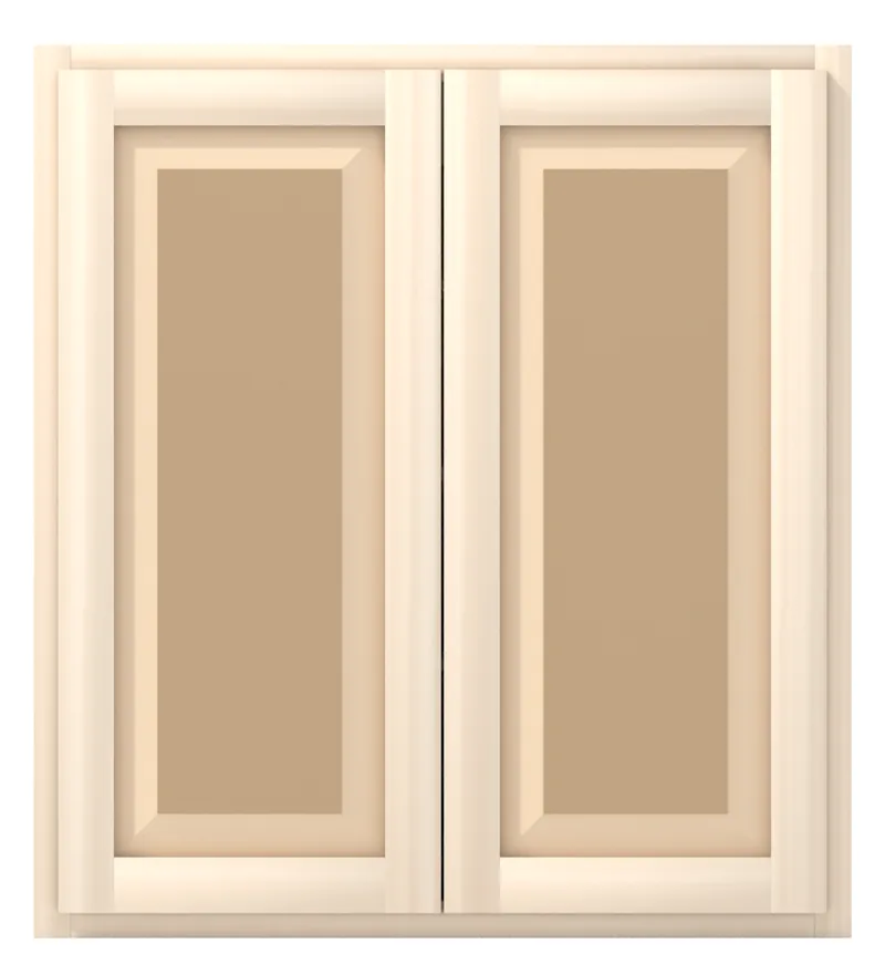 33" wide x 36" tall wall cabinet, two doors, raised panel doors, front view, unfinished