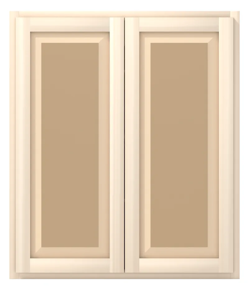 36" wide x 42" tall wall cabinet, two doors, raised panel doors, front view, unfinished