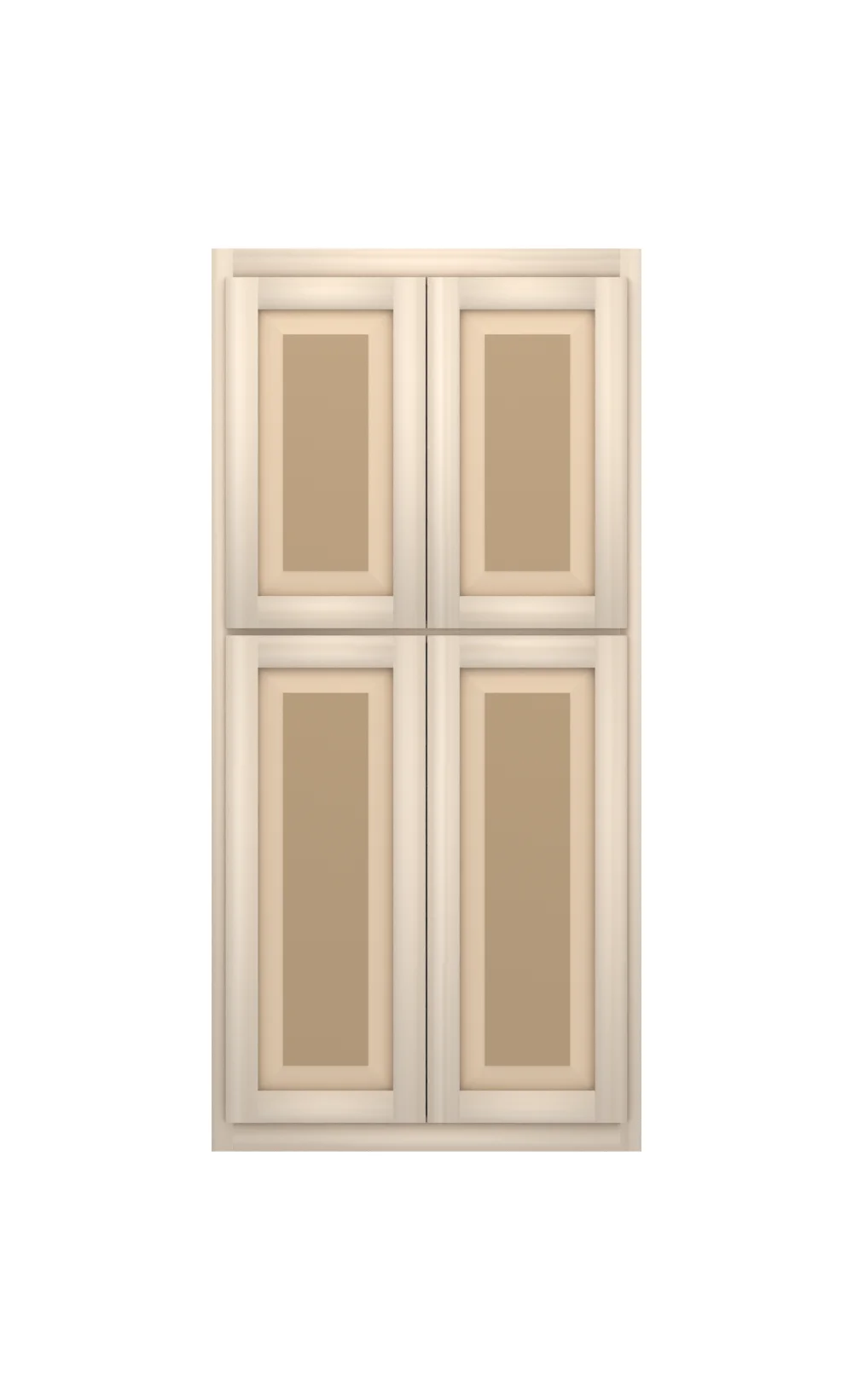 Ridgehollow 30" × 63" entertainment upper with doors, raised panel, front view, unfinished