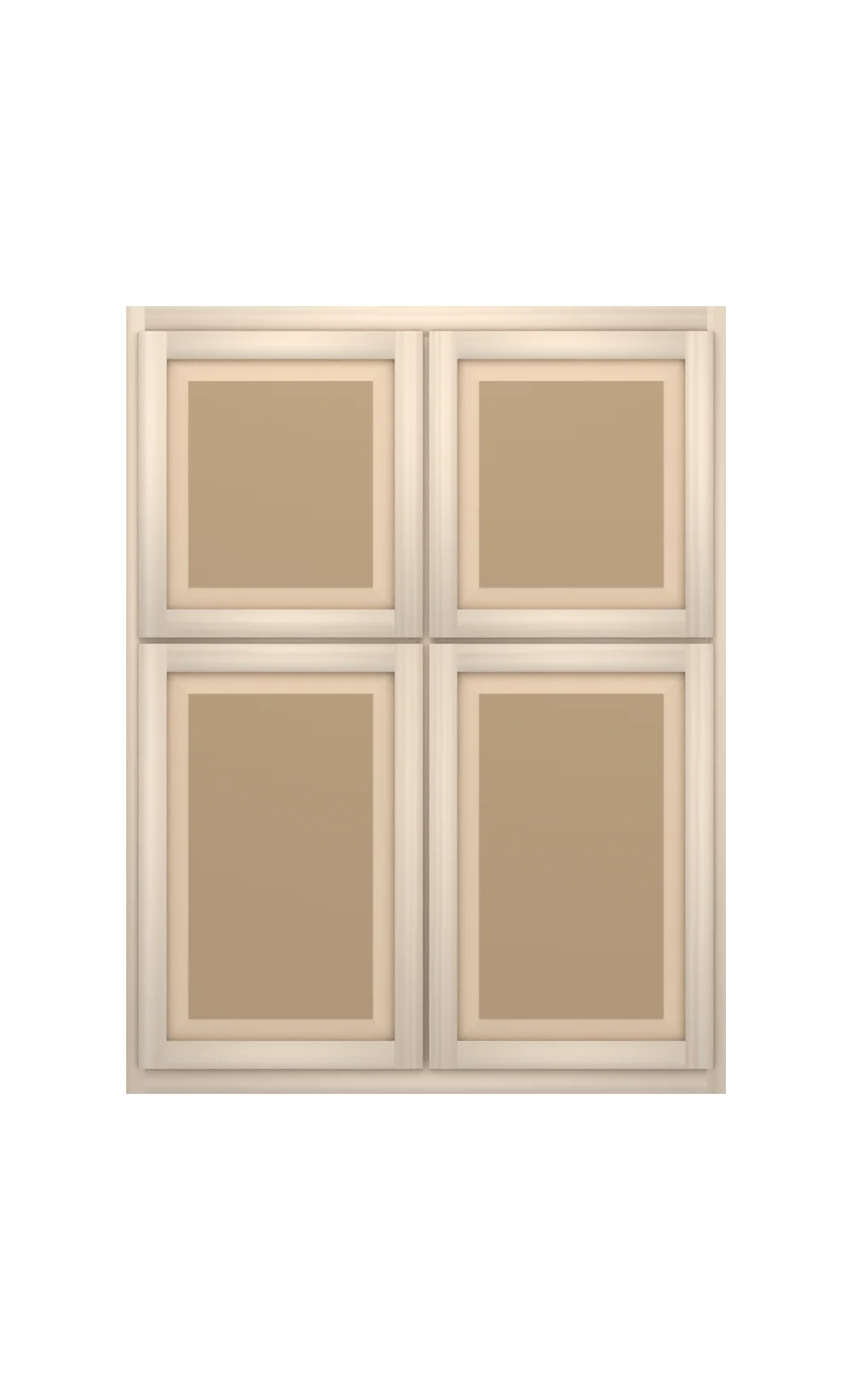 Ridgehollow 48" × 63" entertainment upper with doors, raised panel, front view, unfinished