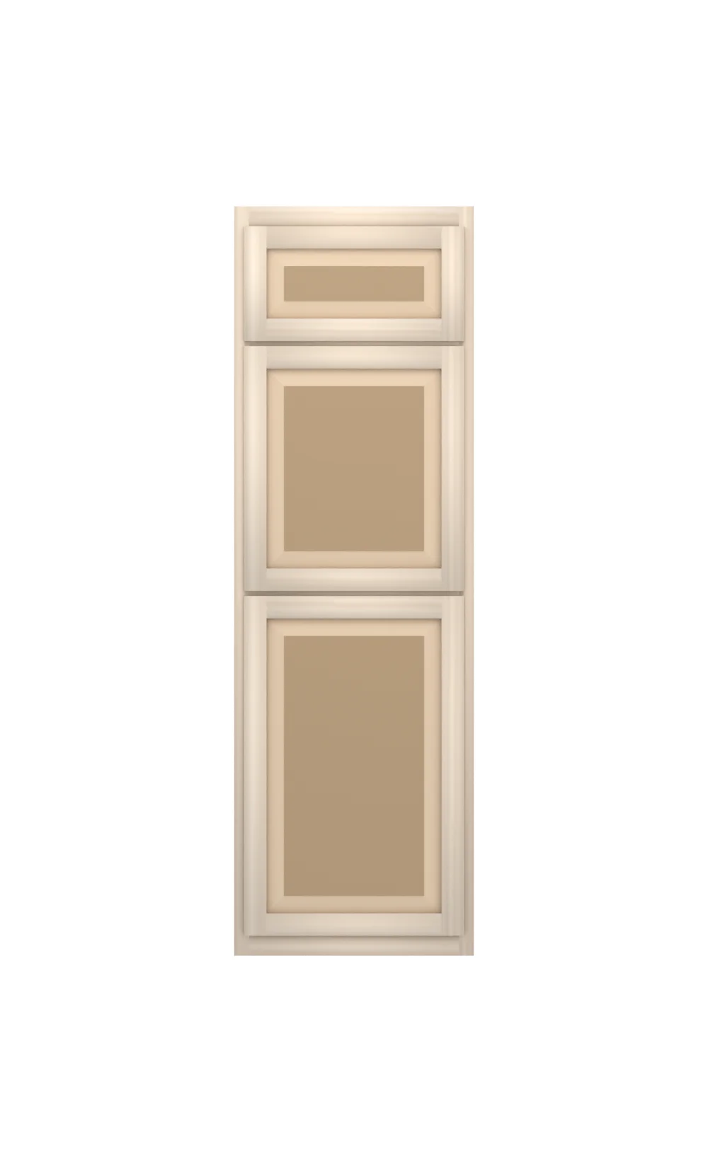 Ridgehollow 24" × 75" entertainment upper with doors, raised panel, front view, unfinished